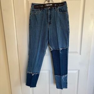 Hollister Curvy High-Rise Mom Patchwork Jeans